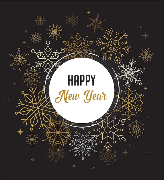 Happy new year background with clean modern  of geometric snowflakes