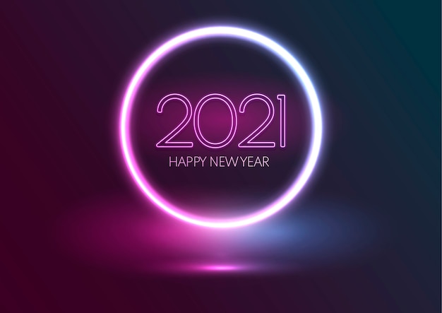 Happy New Year background with glowing neon design