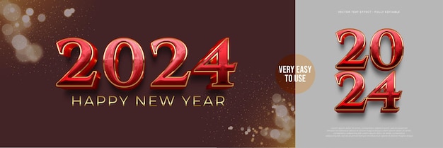 Happy new year background with red gold design text effect 3D style