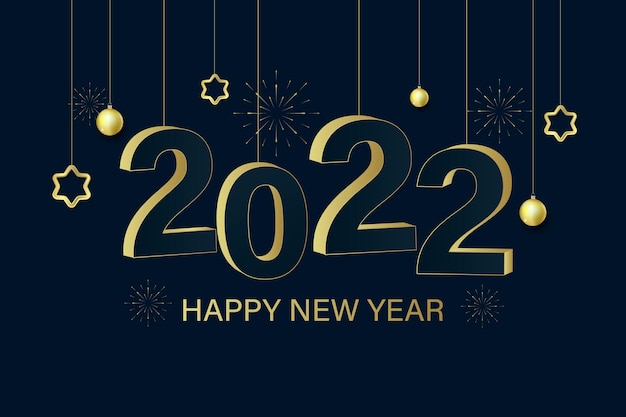 Happy new year banner Happy new year in gold and black colors Beautiful inscription Background