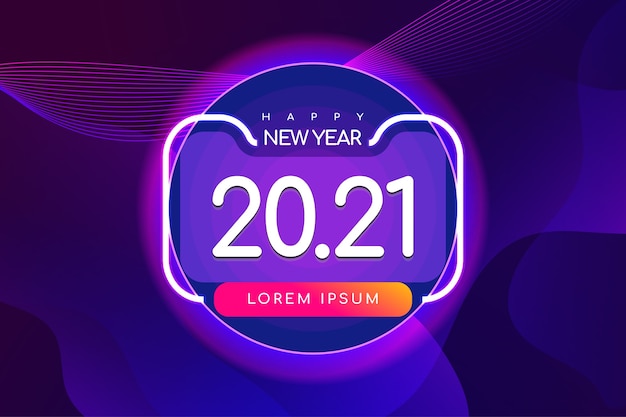 Happy New Year Banner With Futuristic Background