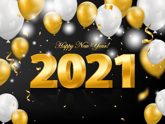 Happy new year banner with golden luxury numbers