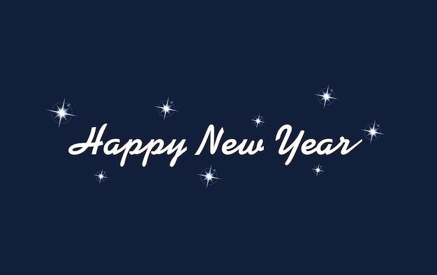 Happy new year banner with stars on a dark blue background