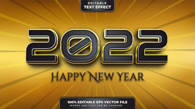 Happy New Year Black Gold 3D Editable Text Effect