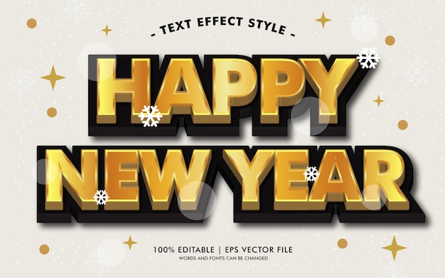 HAPPY NEW YEAR BLACK GOLD TEXT EFFECTS STYLE