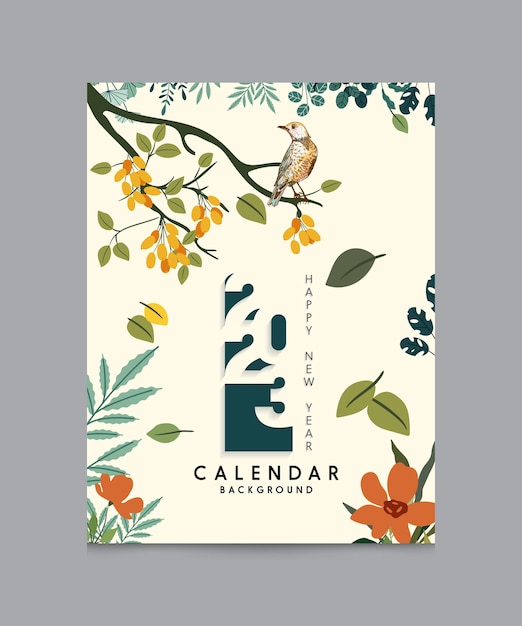 Happy New Year Calendar Cover Design Template 2023