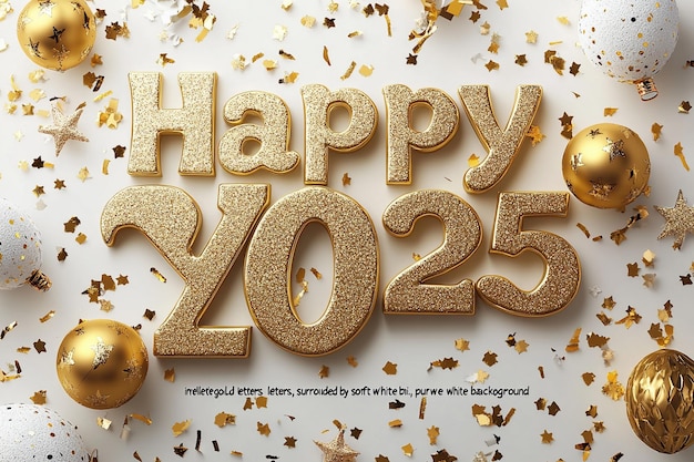 a happy new year card with gold letters that say happy new year