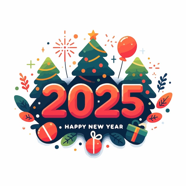 Vector happy new year celebration 2025 flat vector illustration