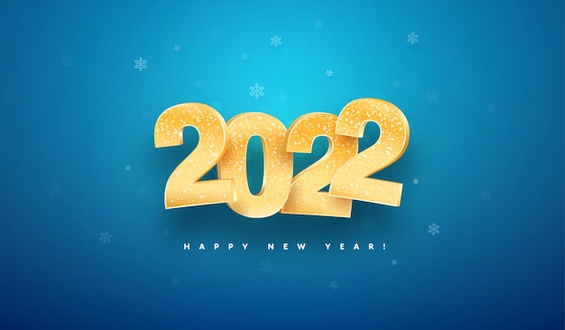 Happy new year celebration vector illustration golden isolated christmas numbers on blue background