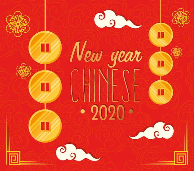 Happy new year chinese 2020 with decoration