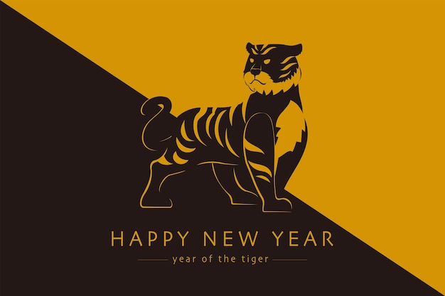 Happy new year chinese new year year of the tiger cartoon character flat design Premium Vector