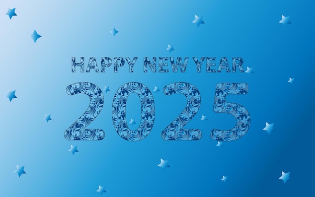 Vector happy new year classic 2025 with star mixed blue and white