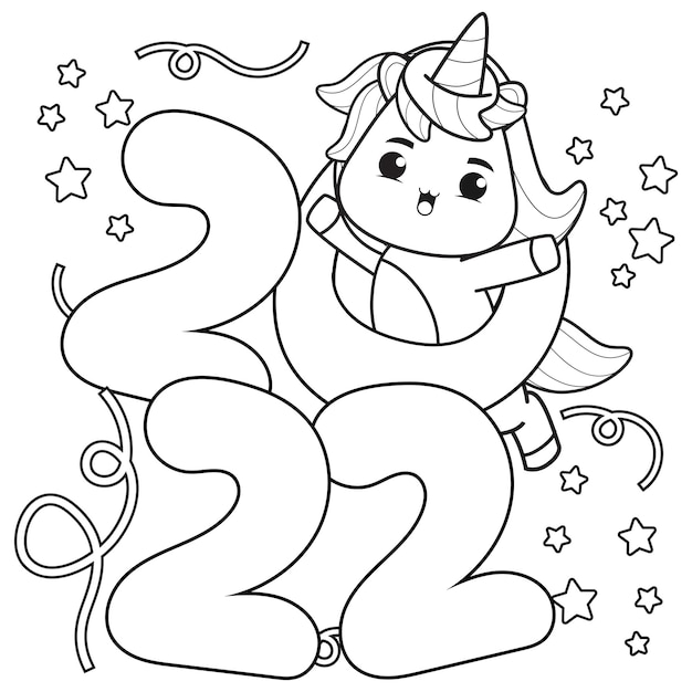 Happy new year coloring book with cute unicorn5