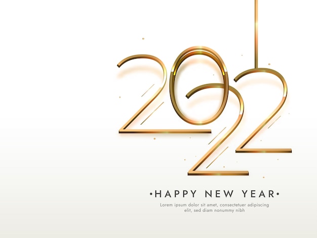 Happy new year design with golden realistic text with shadow effect in gradient background