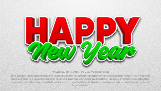 Happy new year editable 3d text effect