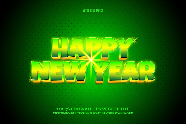 Happy new year editable text effect 3 dimension emboss comic style