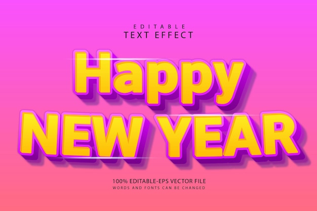 Happy new year editable text effect 3 dimension emboss modern style