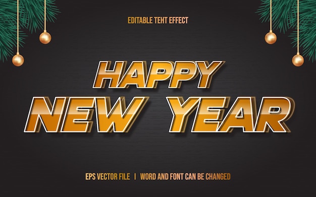 Happy new year editable text effect