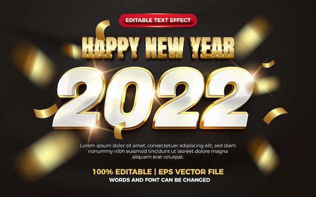 Happy new year elegant gold bold 3d editable text effect