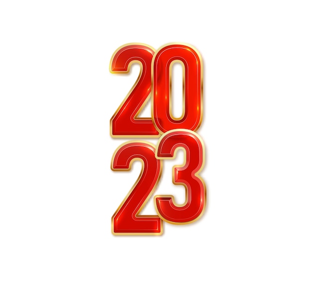 Happy new year festive vector illustration golden red transparent sparkling numbers realistic d si