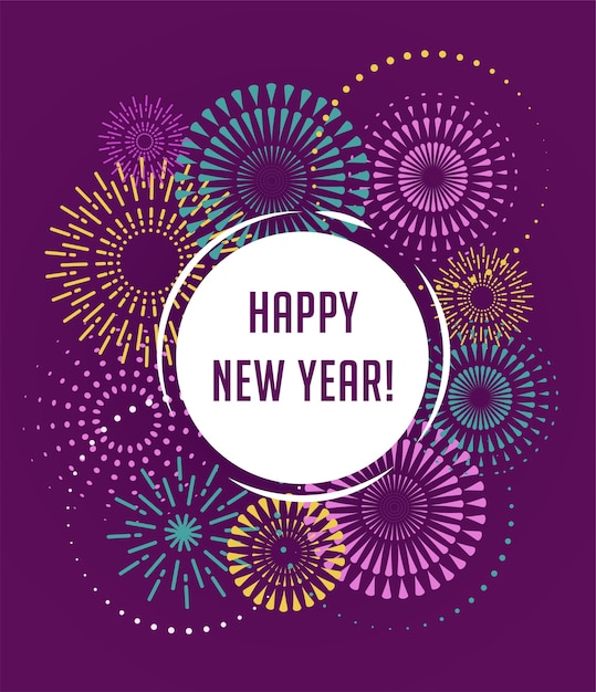 Happy New Year, Fireworks and celebration background, poster, banner