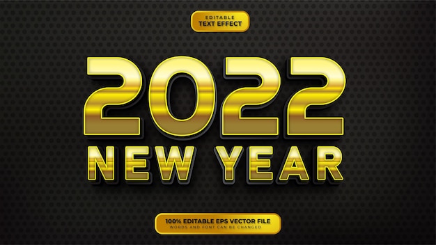 Happy New Year Gold Black 3D Editable Text Effect