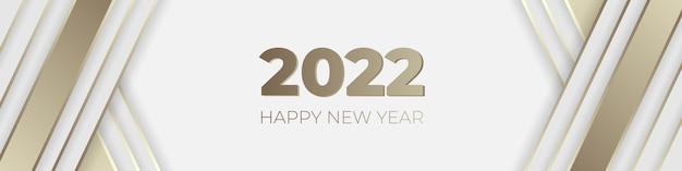 Happy new  year gold and white luxury wide background for holiday banner