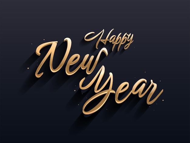 Happy new year golden typography on black gradient background