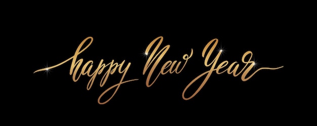 Happy New Year hand lettering calligraphy Vector holiday illustration element Typographic element for banner poster congratulations