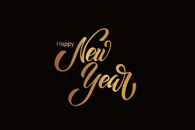 Happy New Year hand lettering calligraphy Vector holiday illustration element Typographic element for banner poster congratulations