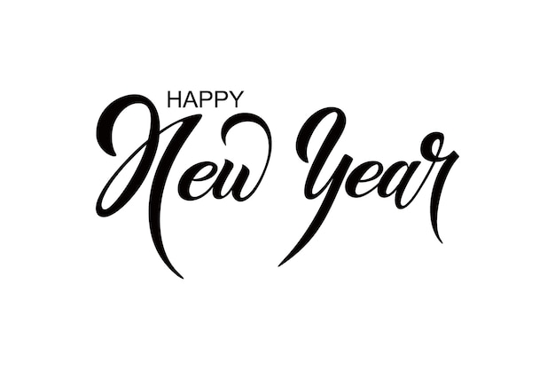 Happy New Year hand lettering calligraphy Vector holiday illustration element Typographic element for banner poster congratulations