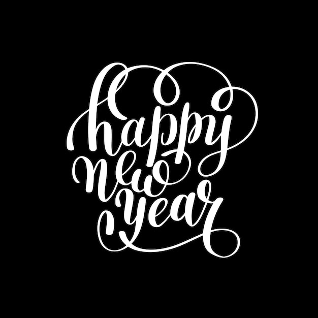 Happy New Year hand lettering congratulate inscription Christmas greeting card