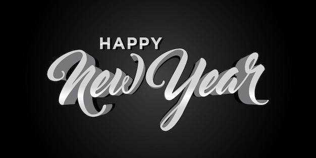 Happy New Year hand-lettering text. Handmade vector calligraphy collection Premium Vector