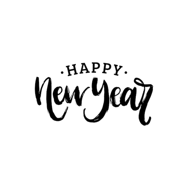 Happy New Year hand lettering Vector illustration Decorative calligraphic design for greeting card poster concept