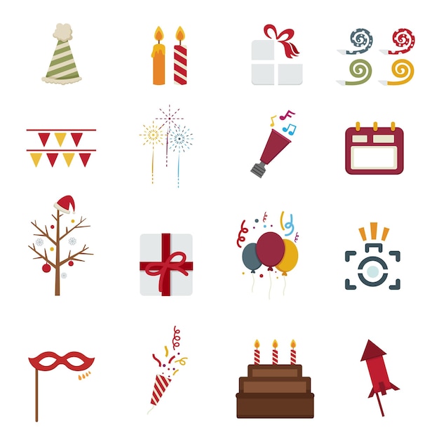 Happy New Year icons isolated on background