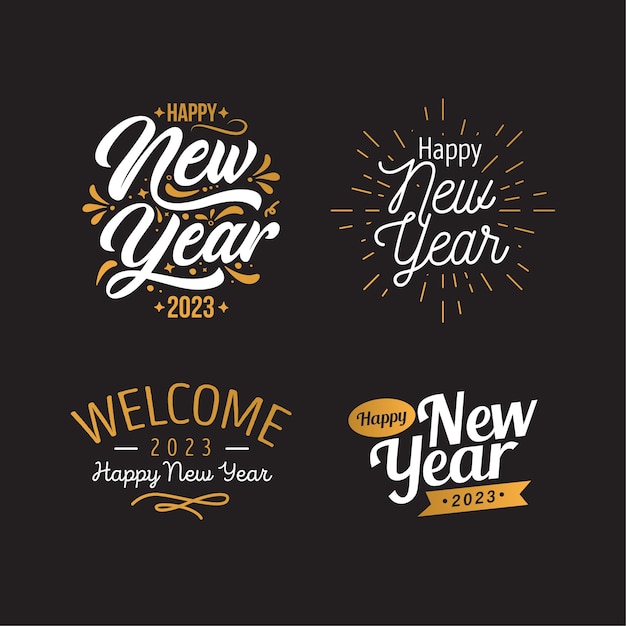 Happy new year lettering collection