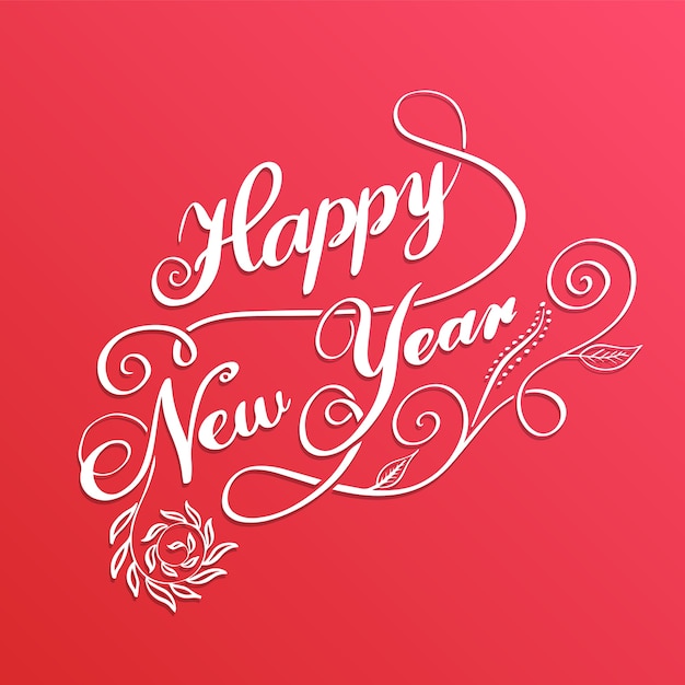 Happy New Year lettering Greeting Card design text. 