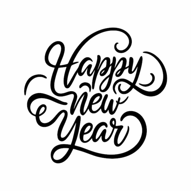 Vector happy new year lettering handwritten inscription with swirls 13