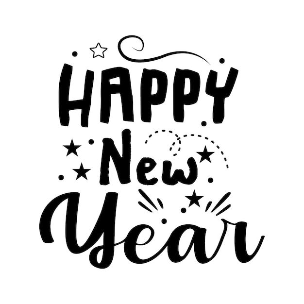 Happy new year lettering handwritten Typography vector