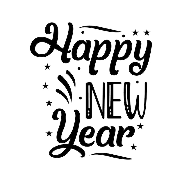 Happy new year lettering handwritten Typography vector