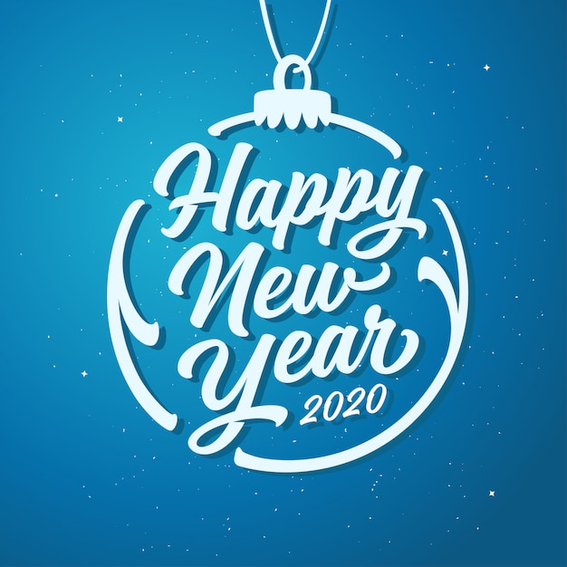 Happy New Year lettering template. Greeting card or invitation