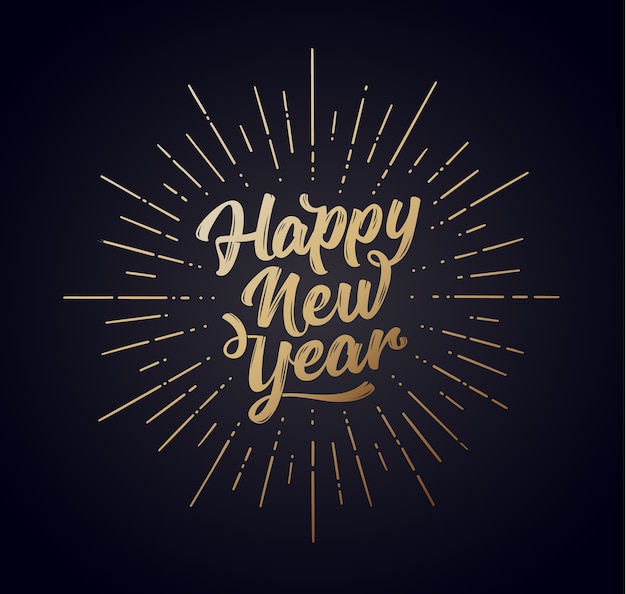 Happy New Year. Lettering text for Happy New Year or Merry Christmas