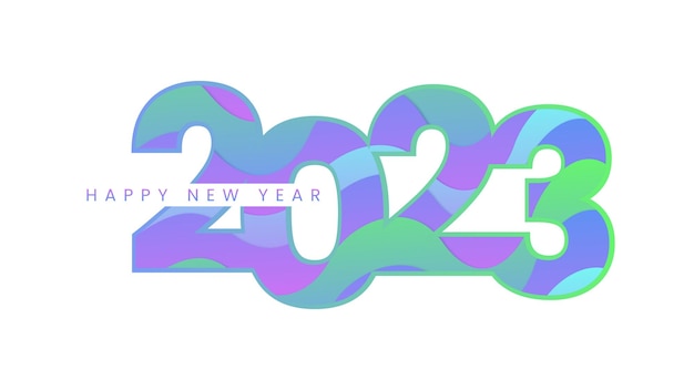 Happy new year logo 2023 Gradient paper cut