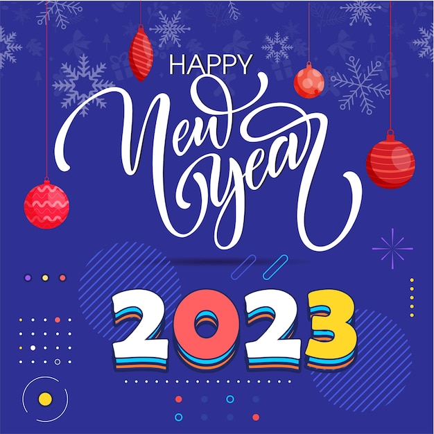 Happy New Year logo text design. 2023 number design template