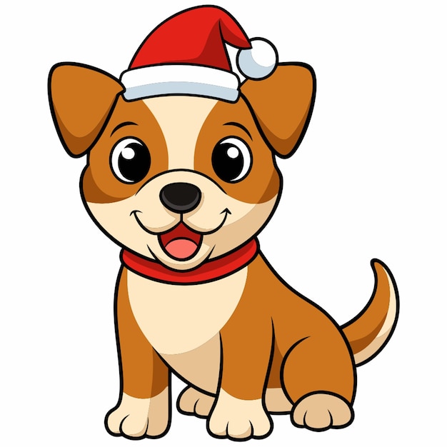 happy new year and merry christmas cute dog clipart funny christmas dog vector illustration white