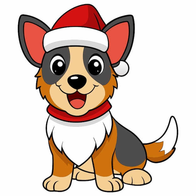 happy new year and merry christmas cute dog clipart funny christmas dog vector illustration white