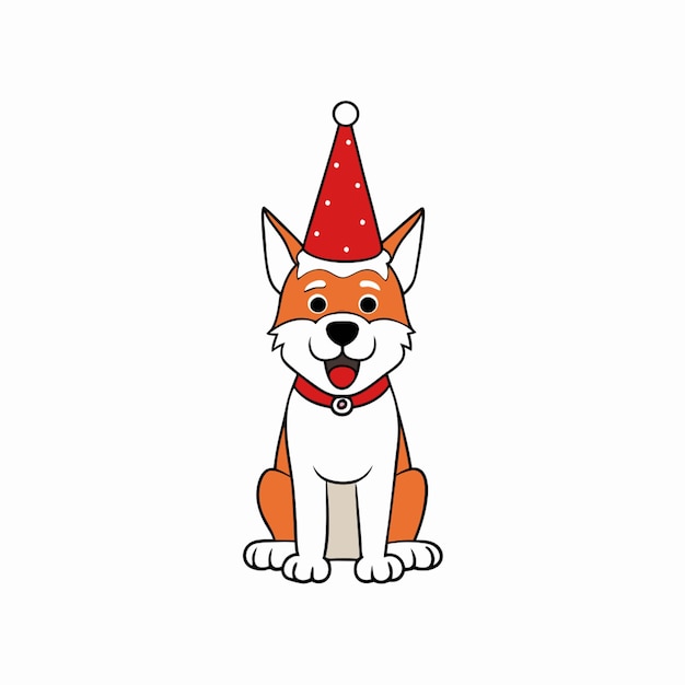 happy new year and merry christmas cute dog clipart funny christmas dog vector illustration white