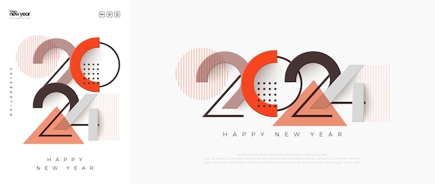 Happy new year number design 2024 Colorful and modern design Premium vector to celebrate the new year 2024