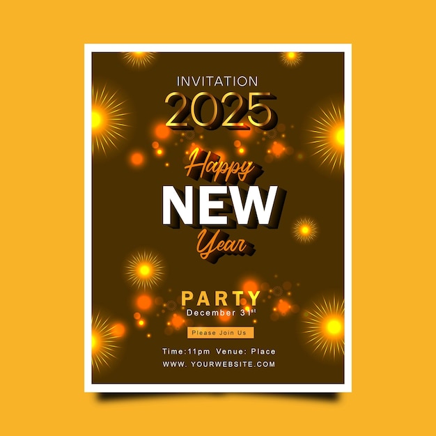 Vector happy new year party celebration poster template with fireworks