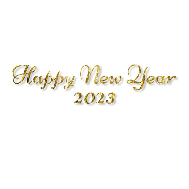 Happy new year. realistic golden metal lettering isolated on white background.